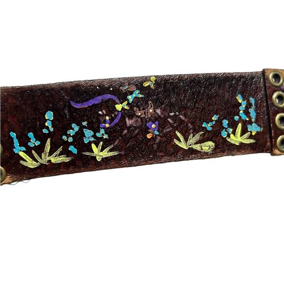 Vintage hand painted signed leather belt M. Hawkins - Picture 6 of 12